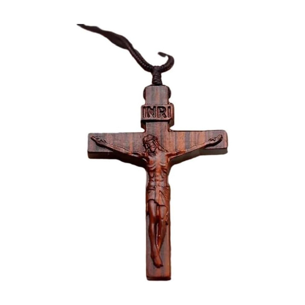 Jesus Cross Wooden Necklace,Cross Pendant Necklace,Wood Cross Necklace,Christian Catholic Jesus Crucifix Necklace