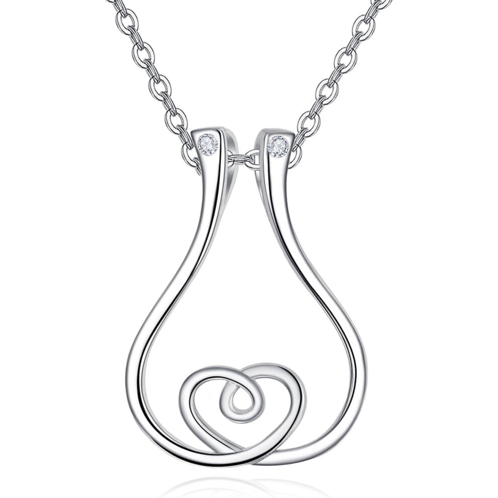 Dainty Double Heart Ring Holder Necklace for Women Men Fashion Cute Ring Keeper Necklaces Simple Saver Pendant Chain Bride Wedding Engagement Jewelry