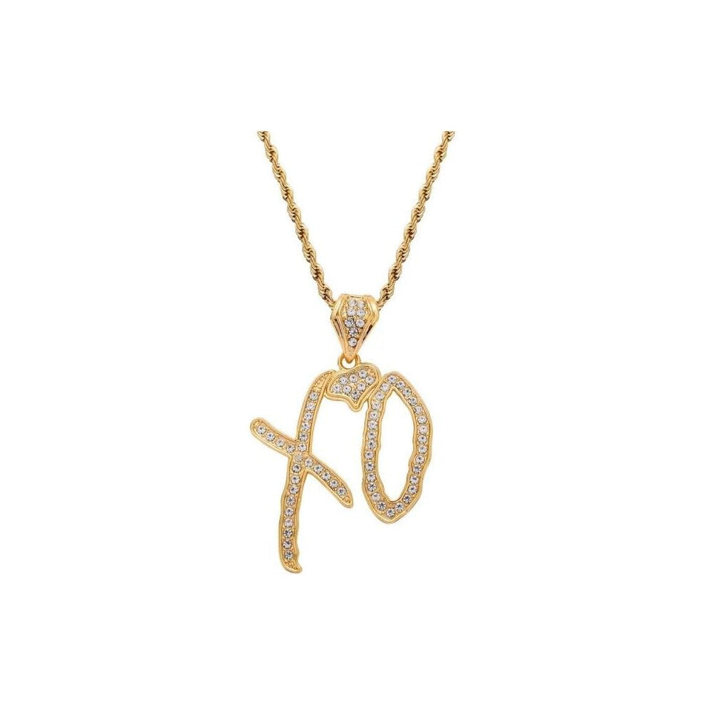 Hip Hop XO Necklace Pendant with Rope Chain Hip Hop Rock Rapper Jewelry for Women Men