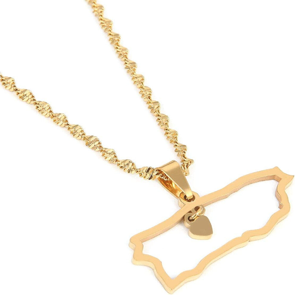 Stainless Steel Puerto Rico Map Pendant Necklaces Puerto Ricans Map Jewelry