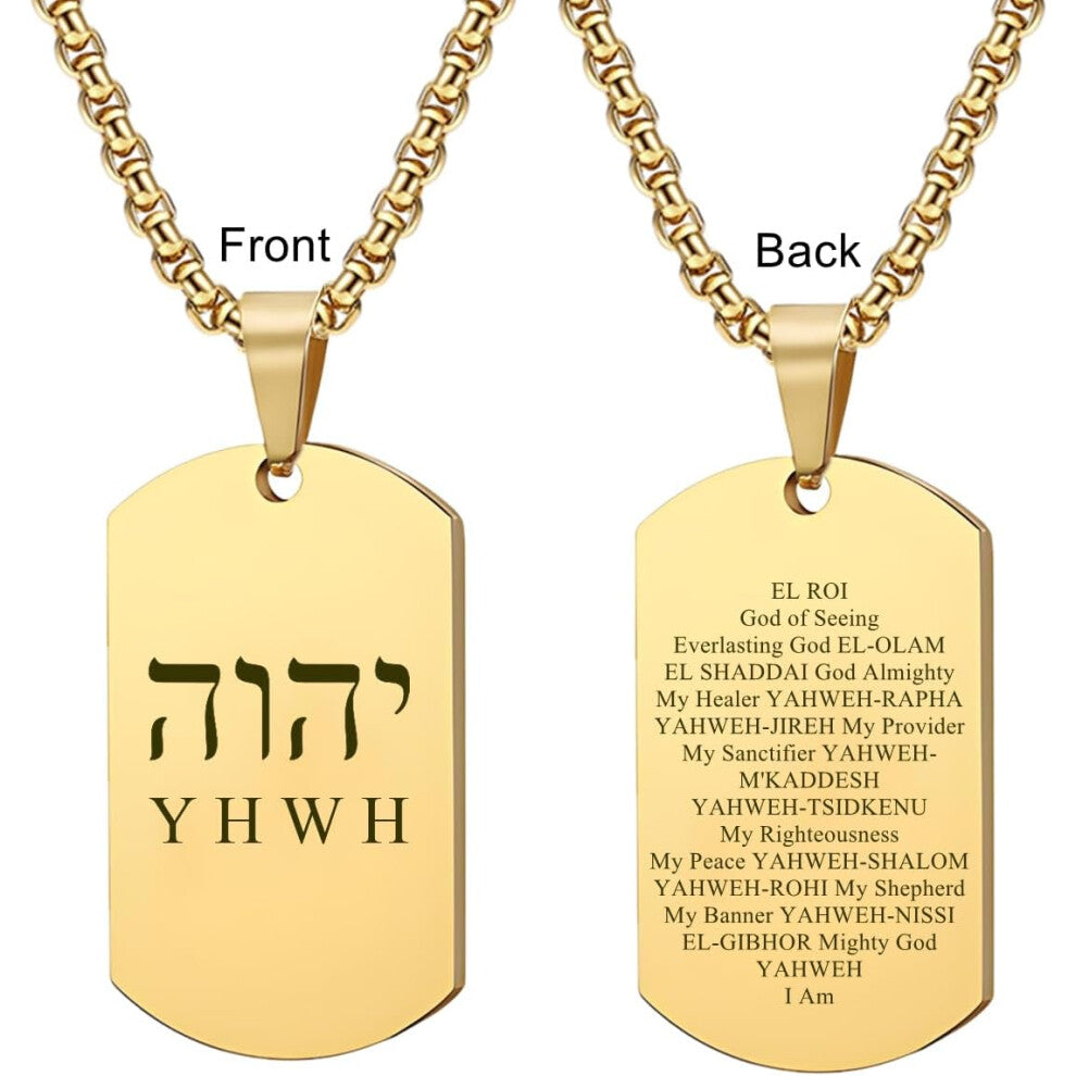 Jehovah Tetragrammaton Pendant Necklace for Men Women Hebrew Yahweh Amulets Religious Jewelry Israelite Jewish Necklace