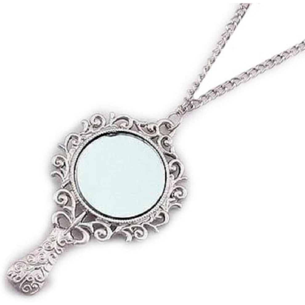 New Chram Hot Vintage Fashion Silver Mirror Women Long Necklace Pendant
