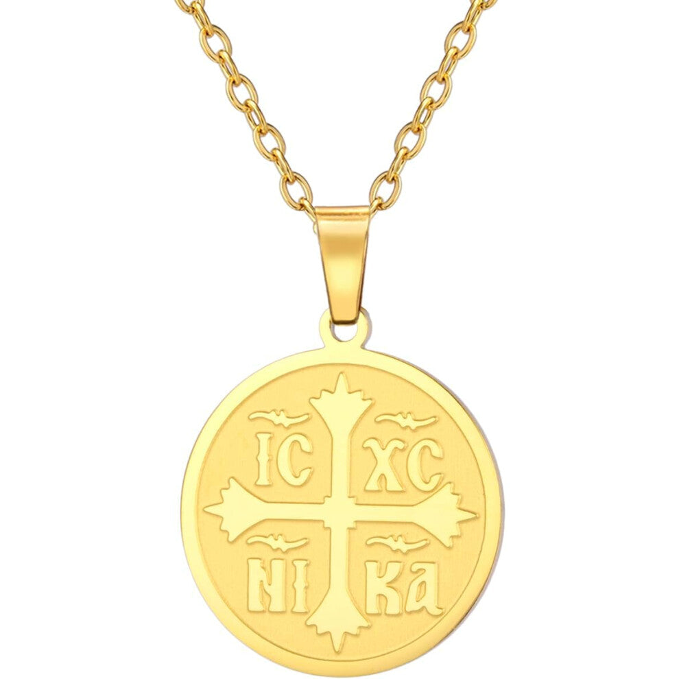 Orthodox Cross Necklace for Women IC XC NIKA Cross Jesus Christ Medallion Pendant Greek Byzantine Cross Necklace Eastern Religious Jewelry Christian