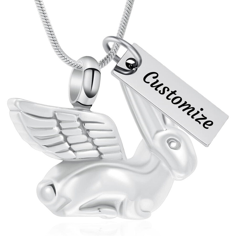 Bunny Rabbit Urn Pendant Necklace - Stainless Steel Cremation Ashes Jewelry for Pets Keepsake Memorial Ashes Locket