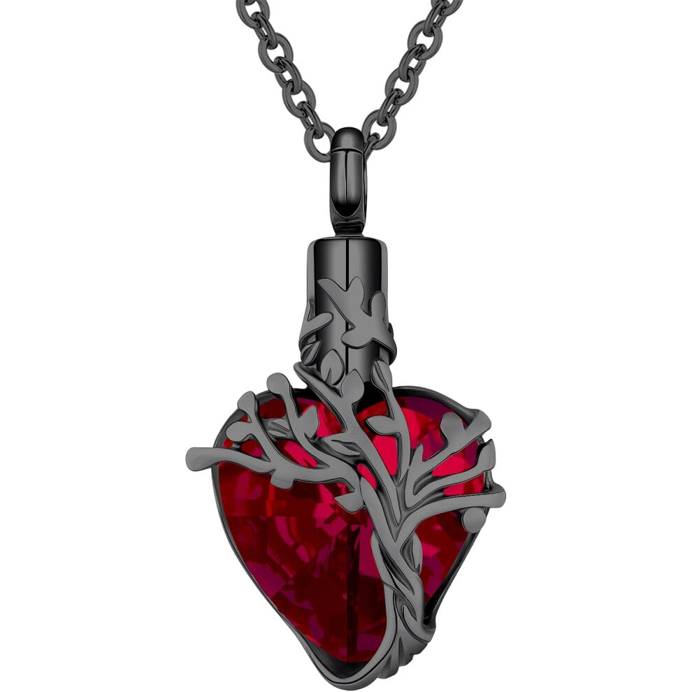 Heart Tree of Life Urn Necklace for Ashes Necklace for Women Cremation Jewelry with Crystals Ash Pendant Loved One Memorial Jewelry Gifts for Women