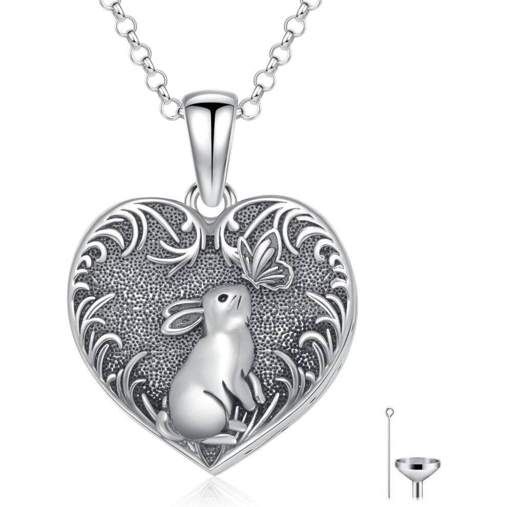 Animal Urn Necklace for Ashes 925 Sterling Silver Dog Rabbit Cremation Necklace Butterfly Pendant Animal Ashes Keepsake Jewelry for Women Men
