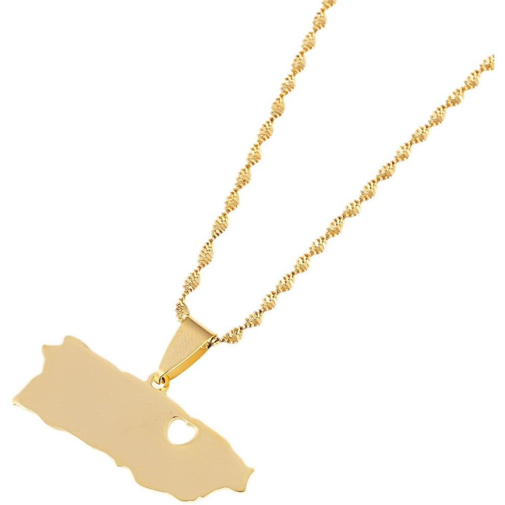 Stainless Steel Puerto Rico Map Pendant Necklaces Puerto Ricans Map Jewelry