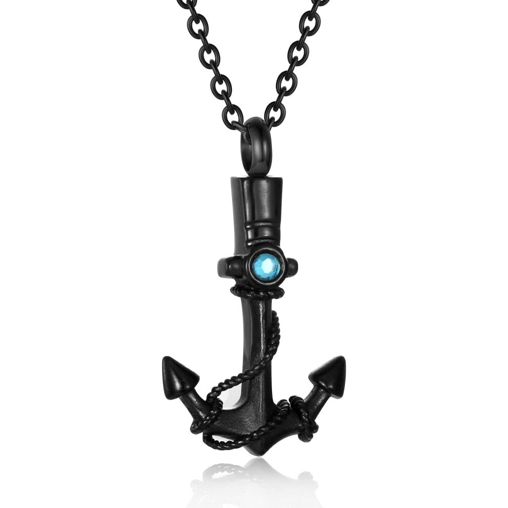 Anchor Urn Necklaces for Human Ashes Navy Cremation Jewelry Ocean Theme Memorial Keepsake Urn Pendant Necklace for Men Women