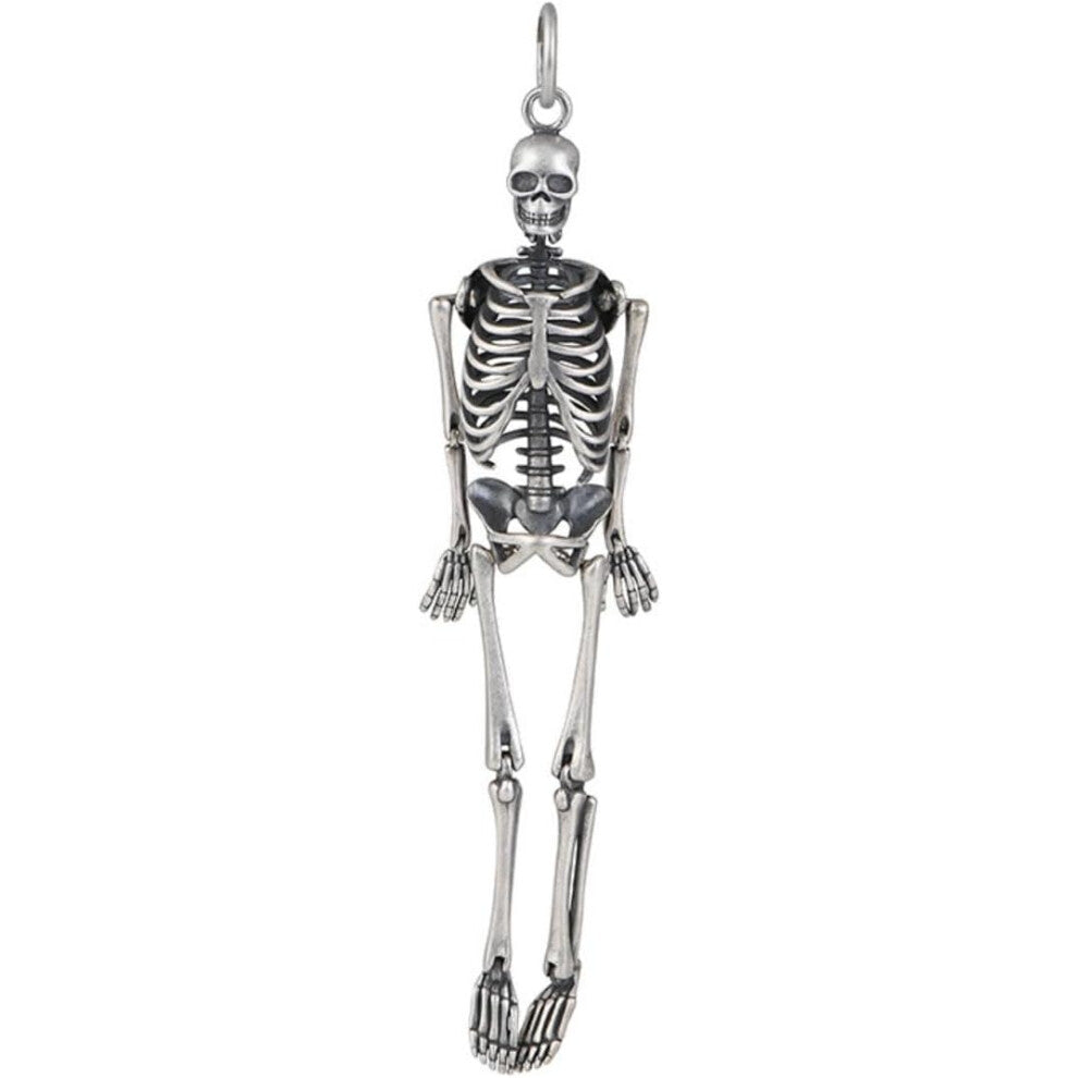 Handmade 925 Sterling Silver Full Body Skeleton Pendant, Unique Skull Vintage Pendant Necklace, Gothic Skull Pendant Jewelry Gift, for Him Gift Penda