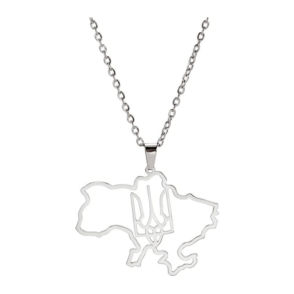 Outline Ukraine Map Necklace Ukraine Symbol Pendant Map Ukraine Trident Ukraine Coat of Arms Patriotic gift Ukraine Souvenir Patriotic Jewelry Woman