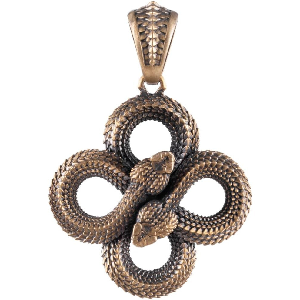 Double Snake Pendant Necklace Viper Animal Serpent Lucky Pendant Necklace Gothic Jewelry Gift for Men Women(Chain not included)