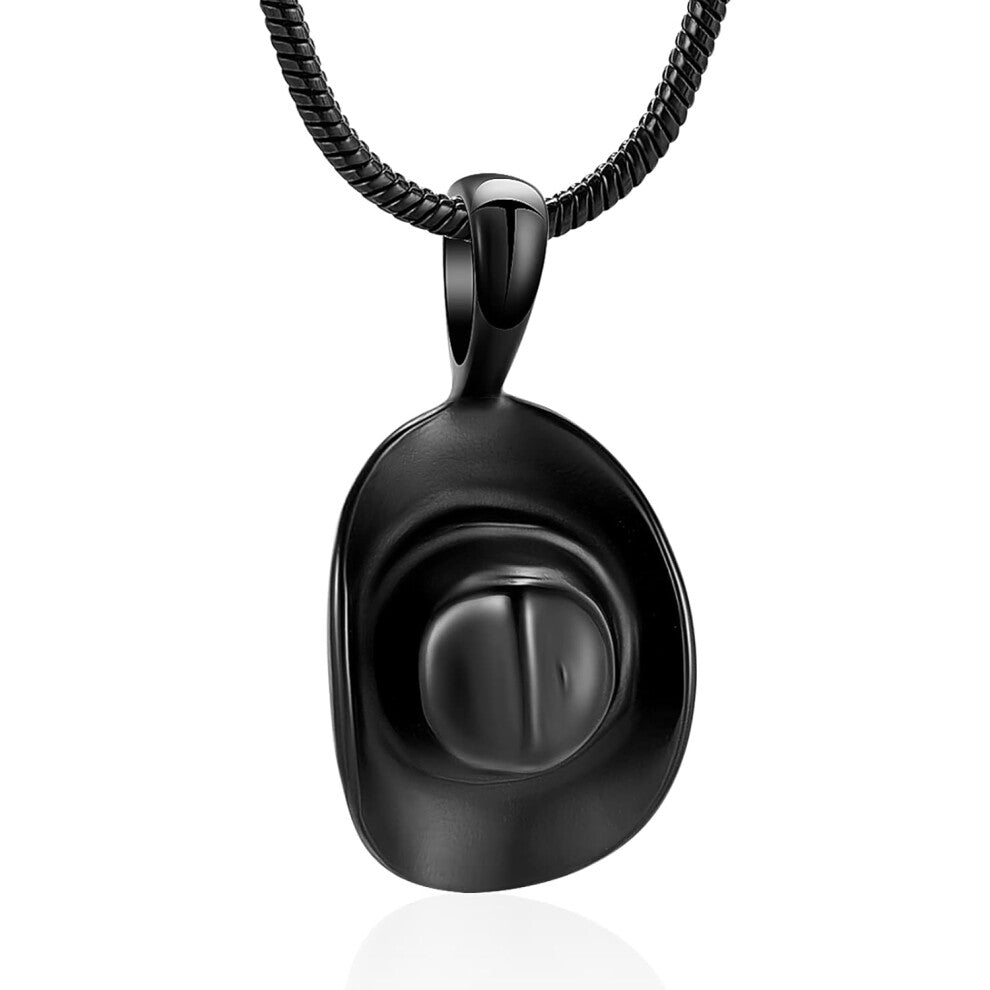 Cowboy Hat Cremation Urn Necklace for Ashes Cremation Jewelry Stainless Steels Memorial Necklaces Ash Holder for Human Pets Keepsake Jewelry for Wome