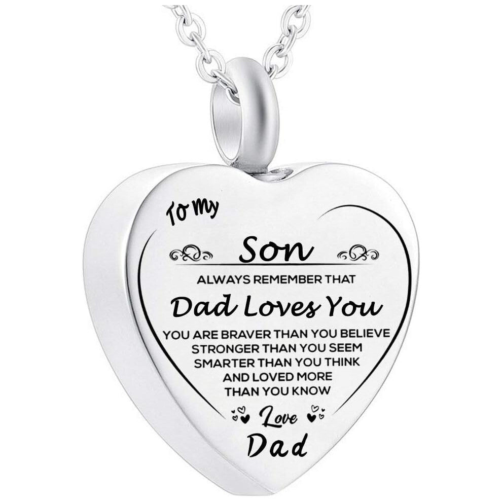 Stainless Steel Funeral Cremation Heart Pendant Necklace Keepsake Urn Perfume Necklace for Ashes Memorial Jewelry Mementos Jewelry Gifts for Dad