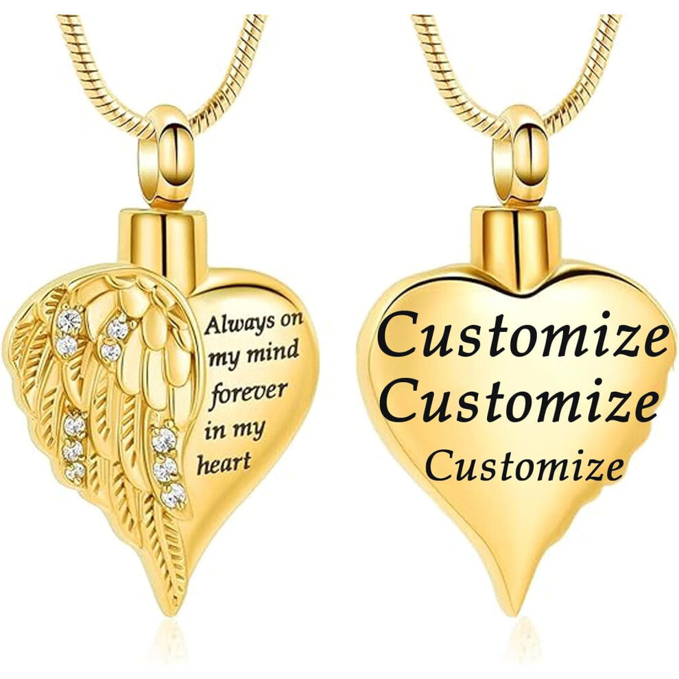 Heart Urn Necklace for Ashes Angel Wing Cremation Jewelry for Women Men Stainless Steel Memorial Necklaces Ash Holder for Human Pets Keepsake Jewelry