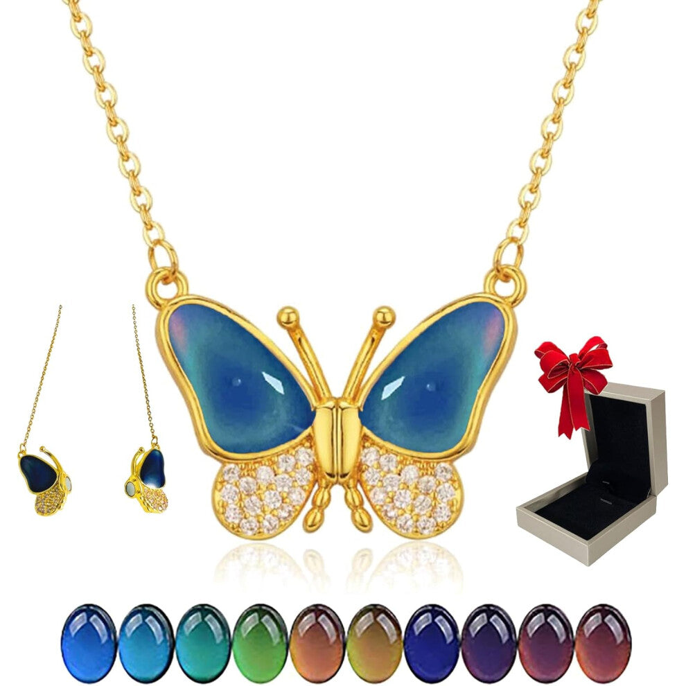 Color Changing Butterfly Necklace Magnetic, Temperature Sensing Color Changing Pendant Necklace, Temperature Sensing Color Changing Butterfly, Women'
