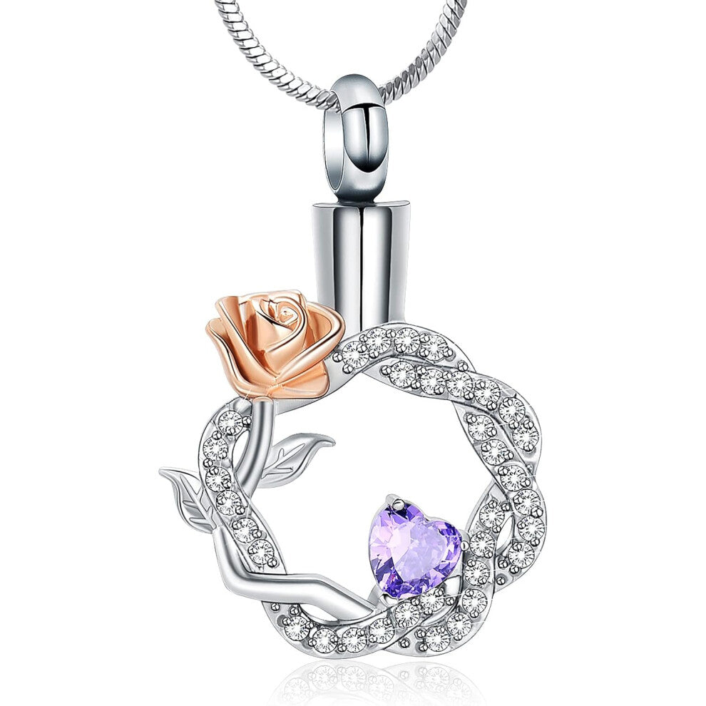 Rose Flower Cremation Ashes Jewelry Heart Crystal Urn Necklace for Human Pet Ashes Keepsake Pendant Locket