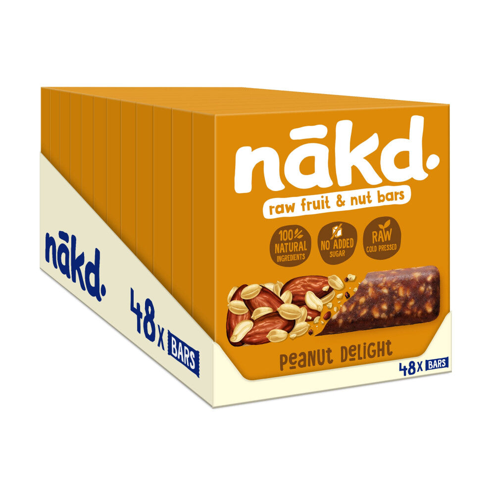 Nakd Peanut Delight Natural Fruit & Nut Bars - Vegan - Healthy Snack - Gluten Free - 35g x 48 bars