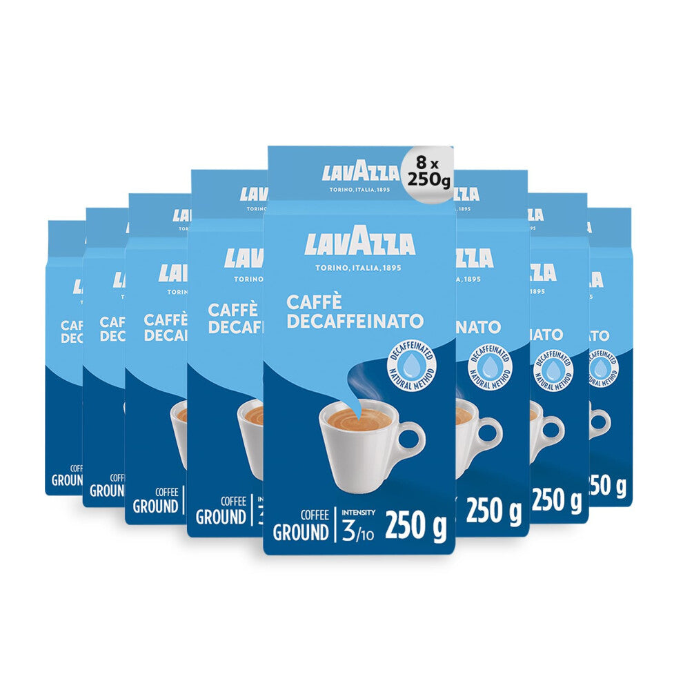 Lavazza, Caff? Decaffeinato, Ground Coffee, 8 Packs of 250 g, Ideal for Moka Pot, Filter Machine and French Press, Aromatic Notes of Dried Fruits, Ara