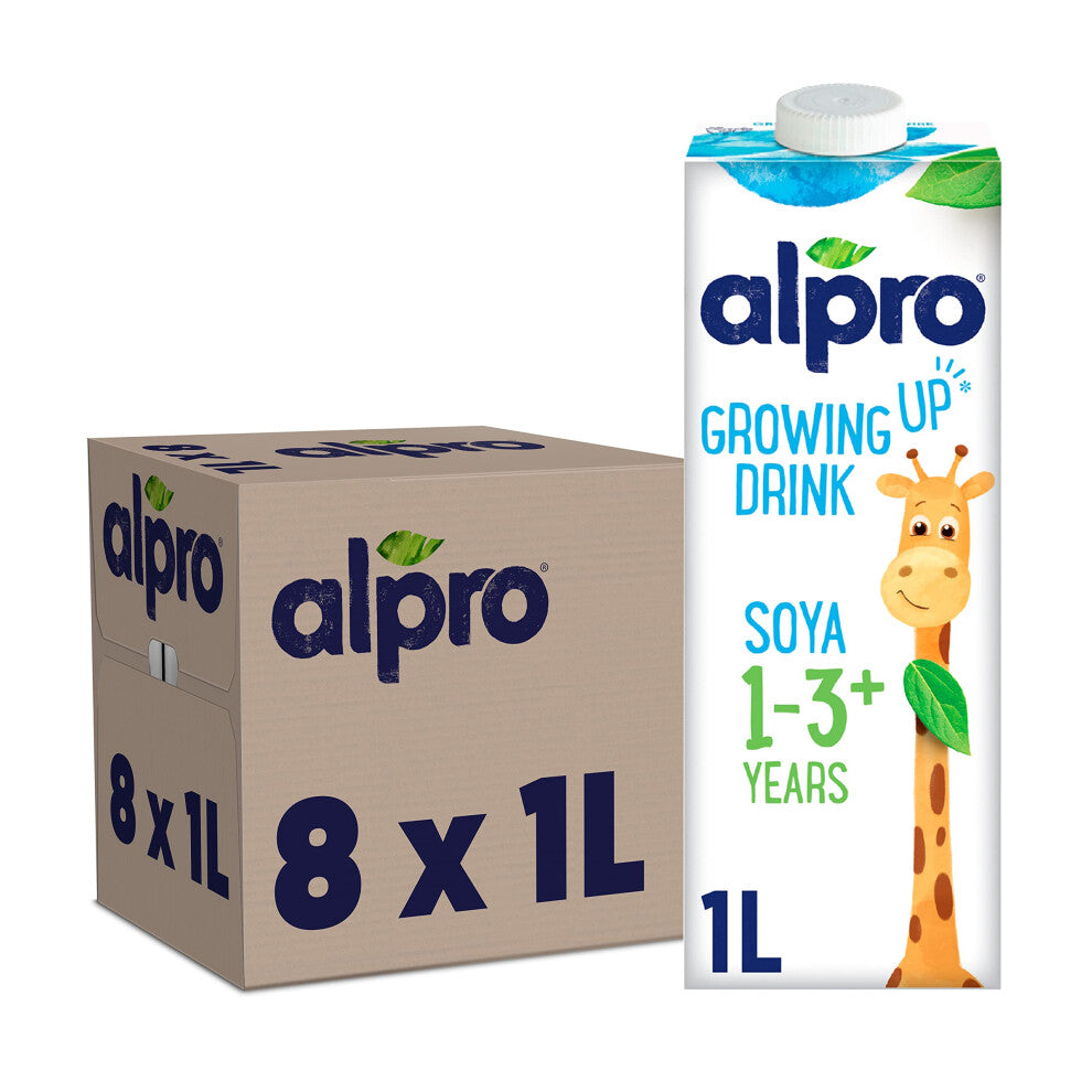 Alpro Soya Growing-Up Plant-Based Long Life Drink, Vegan & Dairy Free, 1 Litre (Pack of 8)