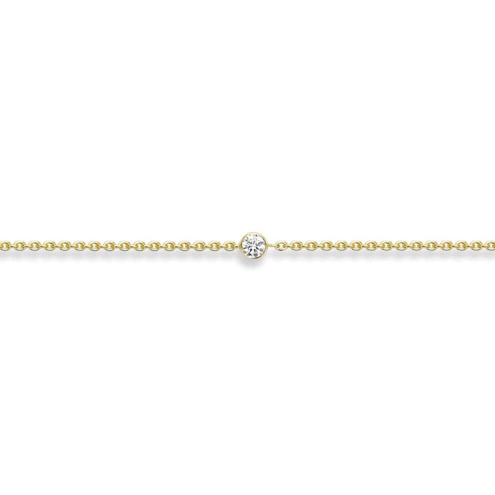 Jewelco London Ladies 18ct Yellow Gold Diamond Bubble Bezel Solitaire Charm Bracelet 3mm 7.5"-19cm - CBNR02178-07