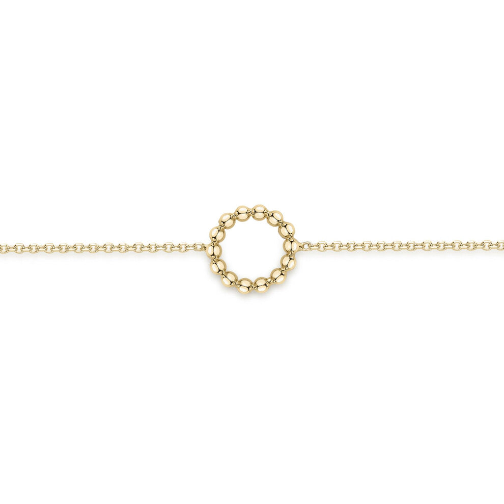 Jewelco London Ladies 9ct Yellow Gold Bubble Bead Hoop Ring Charm Bracelet 8mm 7.5"-19cm - CANR02069-07