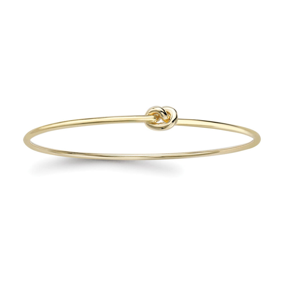 Jewelco London Ladies 18ct Yellow Gold Pretzel Love Knot Bangle Bracelet 1.8mm - BGNR02081