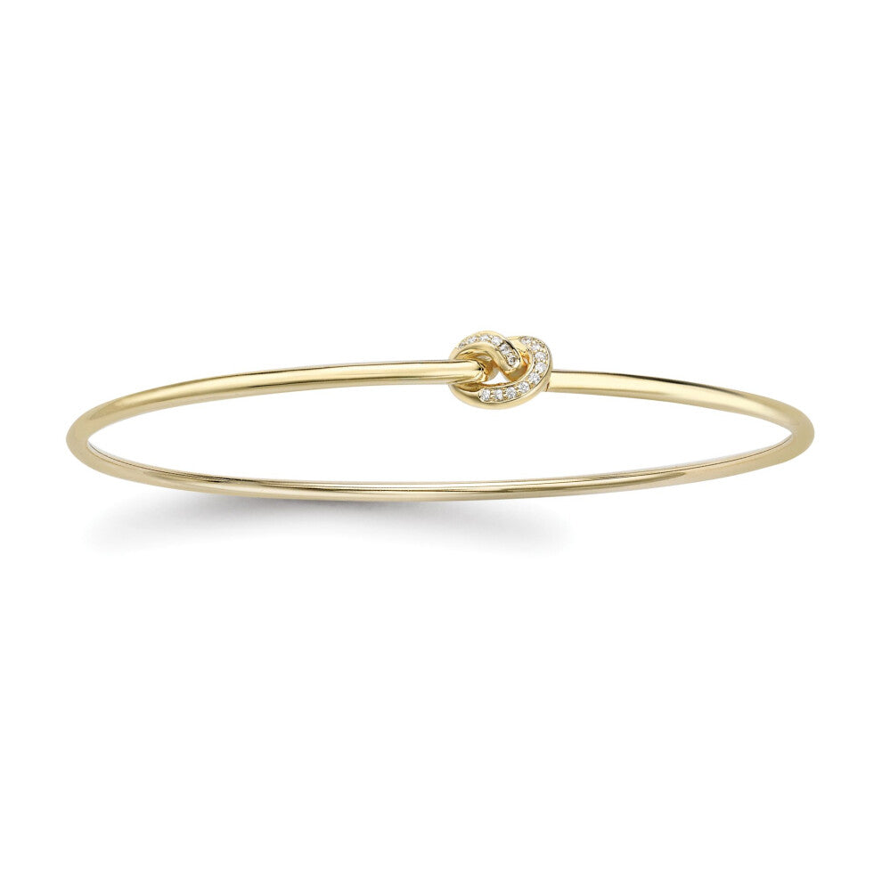 Jewelco London Ladies 18ct Yellow Gold Diamond Pretzel Love Knot Bangle Bracelet 1.8mm - BGNR02083