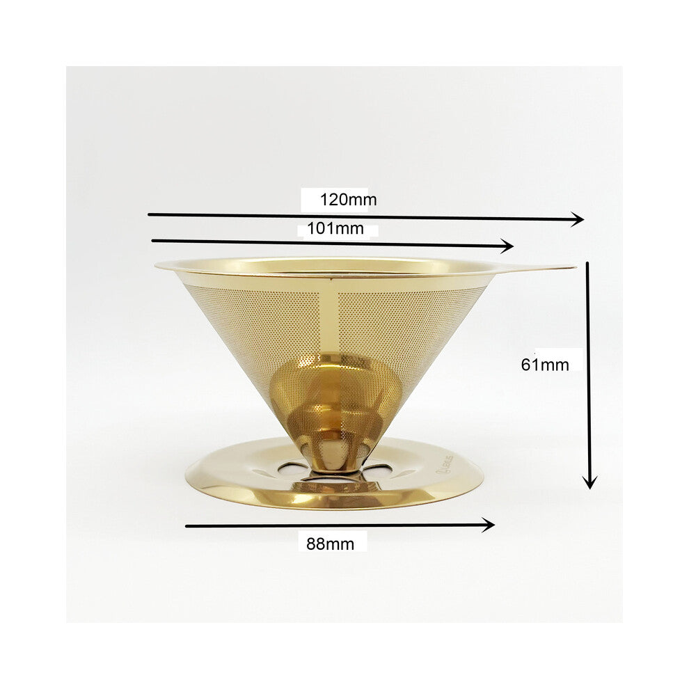 (With base) Reusable Coffee Filter Holder Double Layer Stainless Steel Coffee Tea Strainer Coffee Accessories Coffee Making