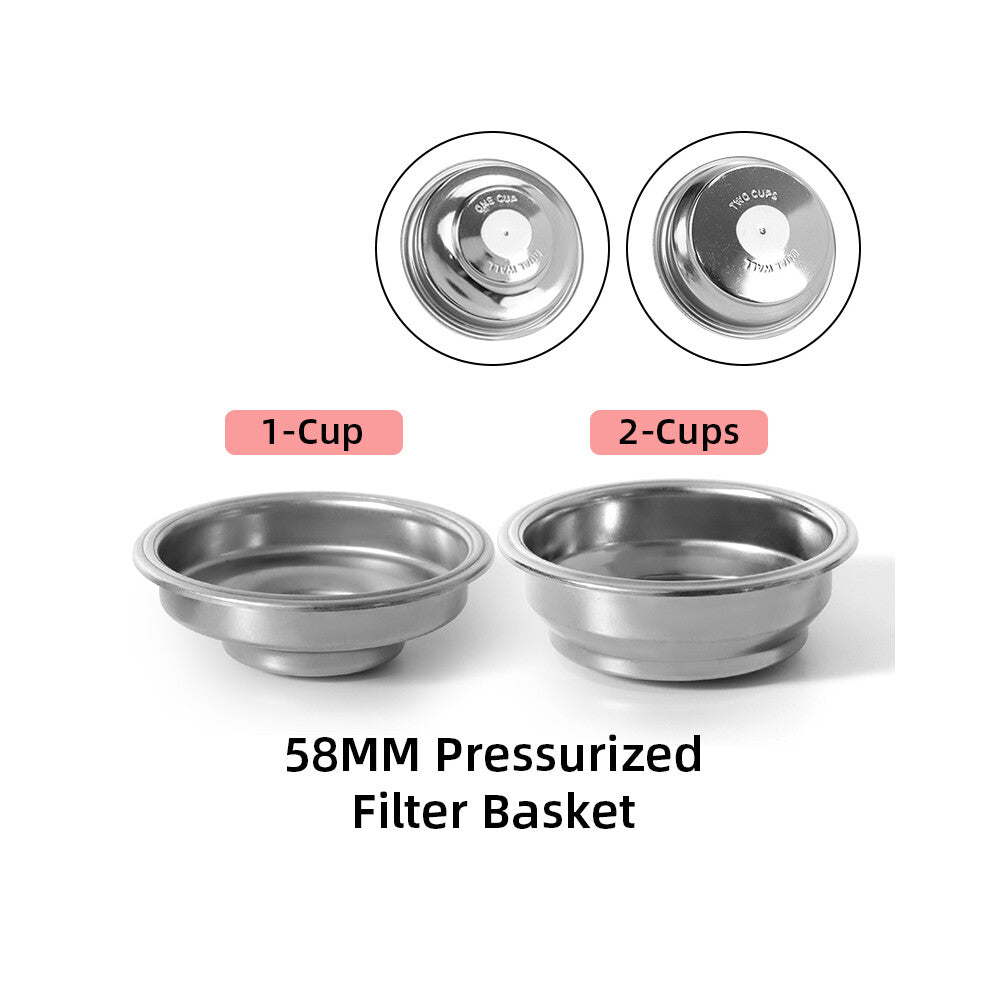 (1cup 2cups Pressure) Coffee Filter Basket For Espresso Portafilter Espresso Maker Filter Basket Double Layer Home Barista Accessories