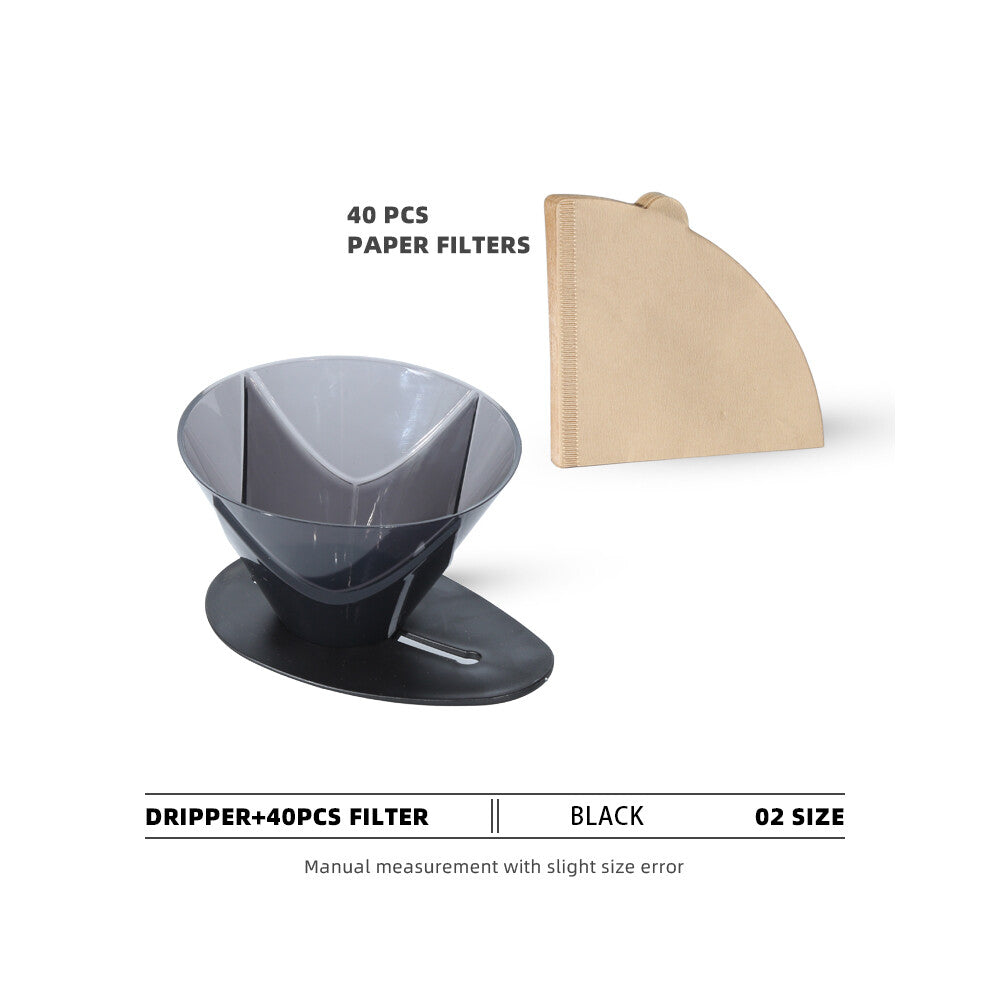 (Dripper set) New Creative Borosilicate Glass Plastic Barista Dripper Server Paper Filters COFFEE kit Accessories