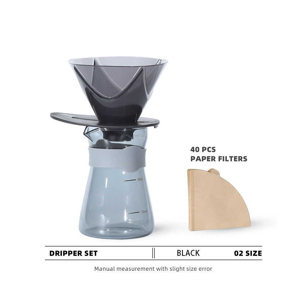 (SET) New Creative Borosilicate Glass Plastic Barista Dripper Server Paper Filters COFFEE kit Accessories