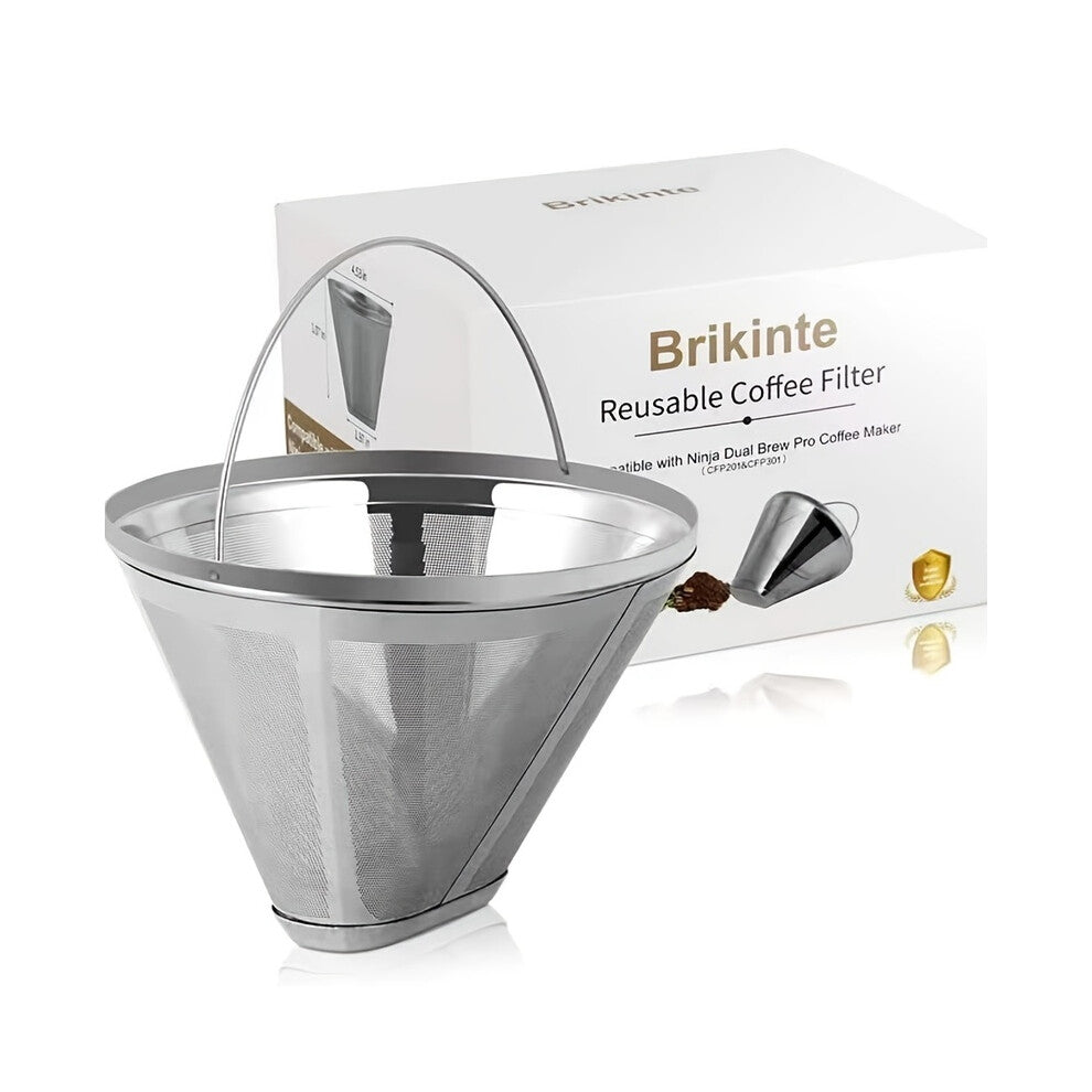 (1pcs) Bouaid Stainless Steel Coffee Filter, Suitable for Ninja Coffee Filter Replacement,2Pcs Reusable Cone Coffee Filters