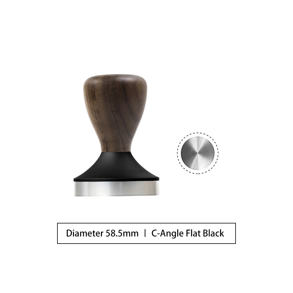 (Flat Black, 58.5mm) 304 Stainless Steel Coffee Tamper Espresso Portafilter Flat-Thread Base Home Barista Coffee Accessories