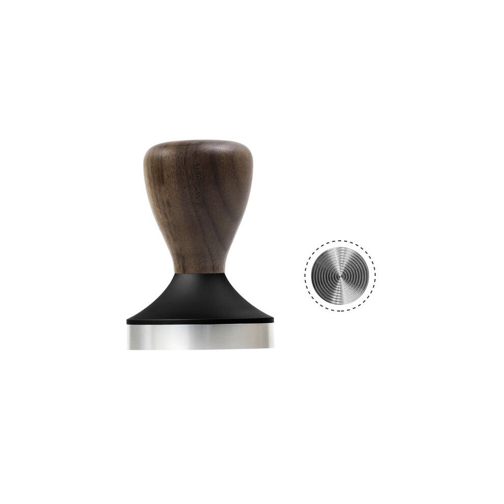 (Thread Black, 58.5mm) 304 Stainless Steel Coffee Tamper Espresso Portafilter Flat-Thread Base Home Barista Coffee Accessories