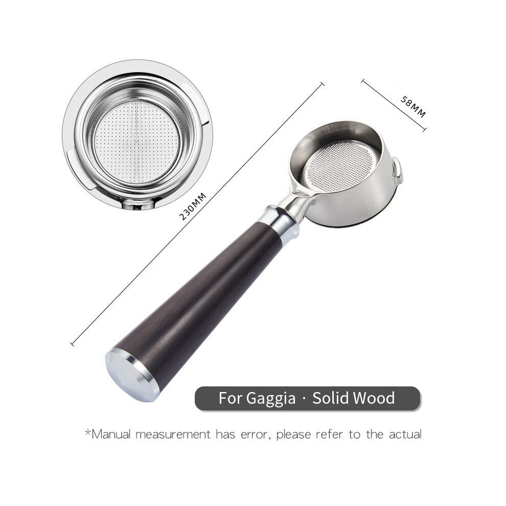 (58MM Black Wood) Coffee Bottomless Portafilter for GAGGIA Classic Pro Naked Filter Basket Barista Accessories Espresso Machine