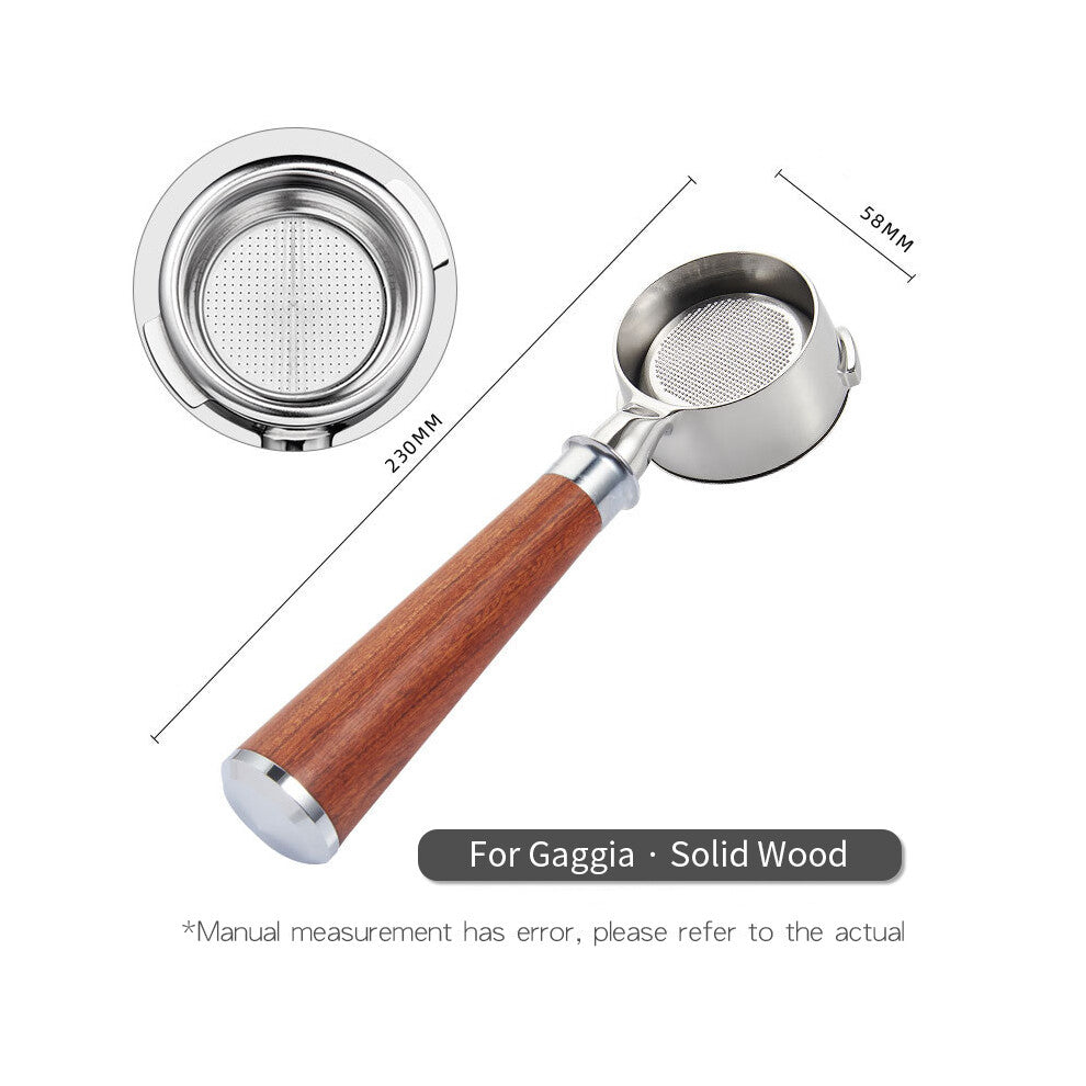 (58MM Red Wood A) Coffee Bottomless Portafilter for GAGGIA Classic Pro Naked Filter Basket Barista Accessories Espresso Machine