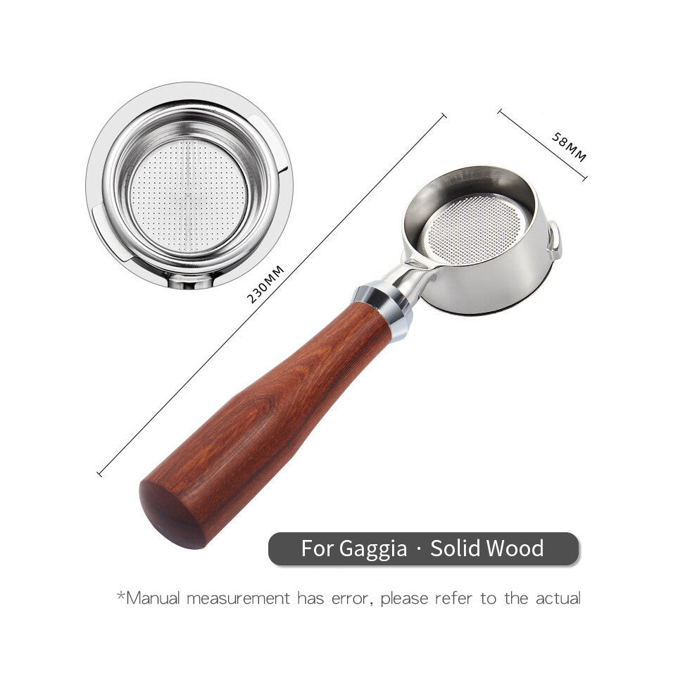 (58MM Red Wood C) Coffee Bottomless Portafilter for GAGGIA Classic Pro Naked Filter Basket Barista Accessories Espresso Machine