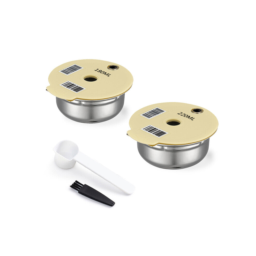 (2Steel 180ML 220ML) Reusable Coffee Capsule Pods for BOSCH-s Machine Tassimo Happy Vivy Stainless Steel Refillable Coffee Maker Filter