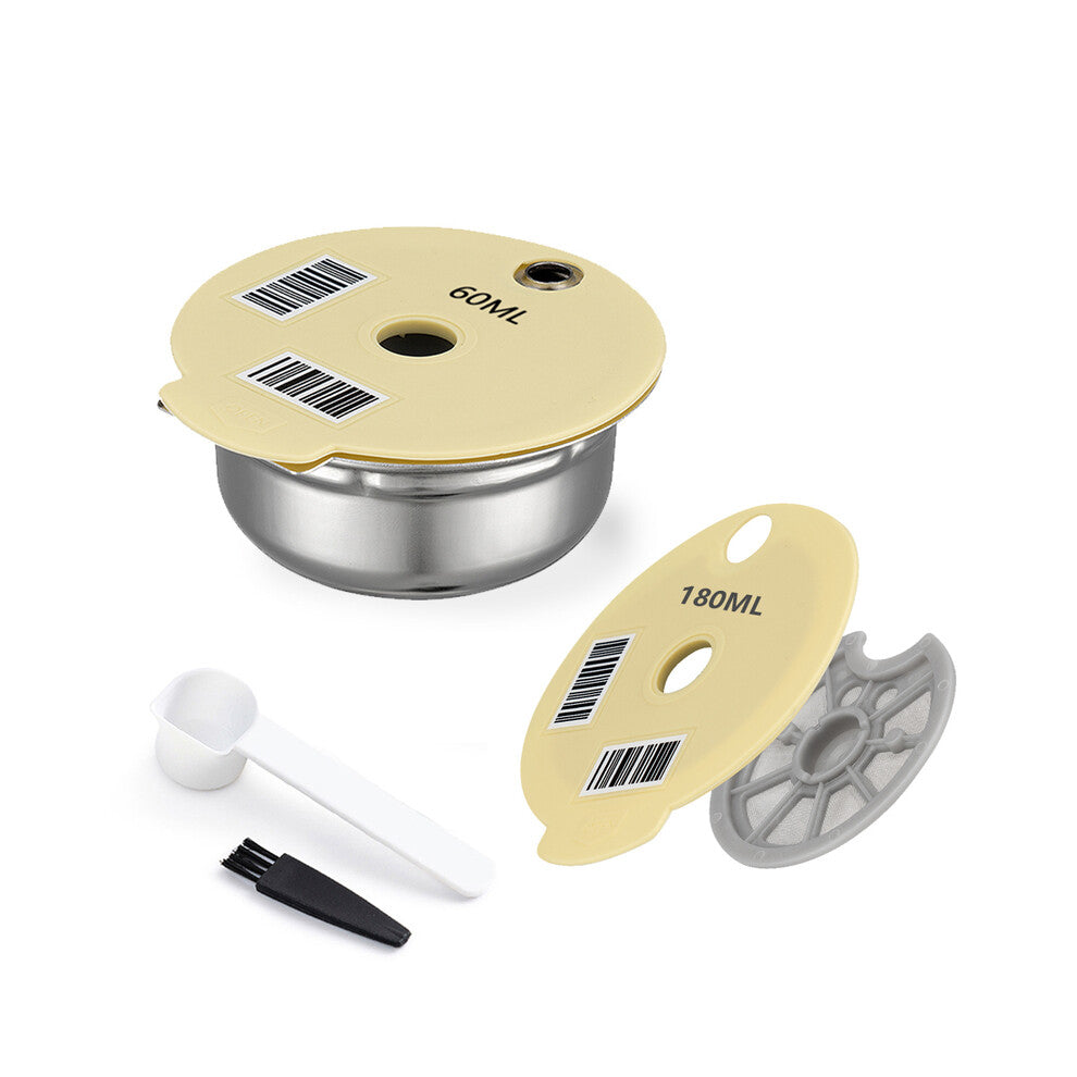 (60MLCapsule 180Lid) Stainless Steel Reusable Coffee Capsule Pods For Bosch Tassimo Happy Suny Vivy Coffee Maker Refillable Filter