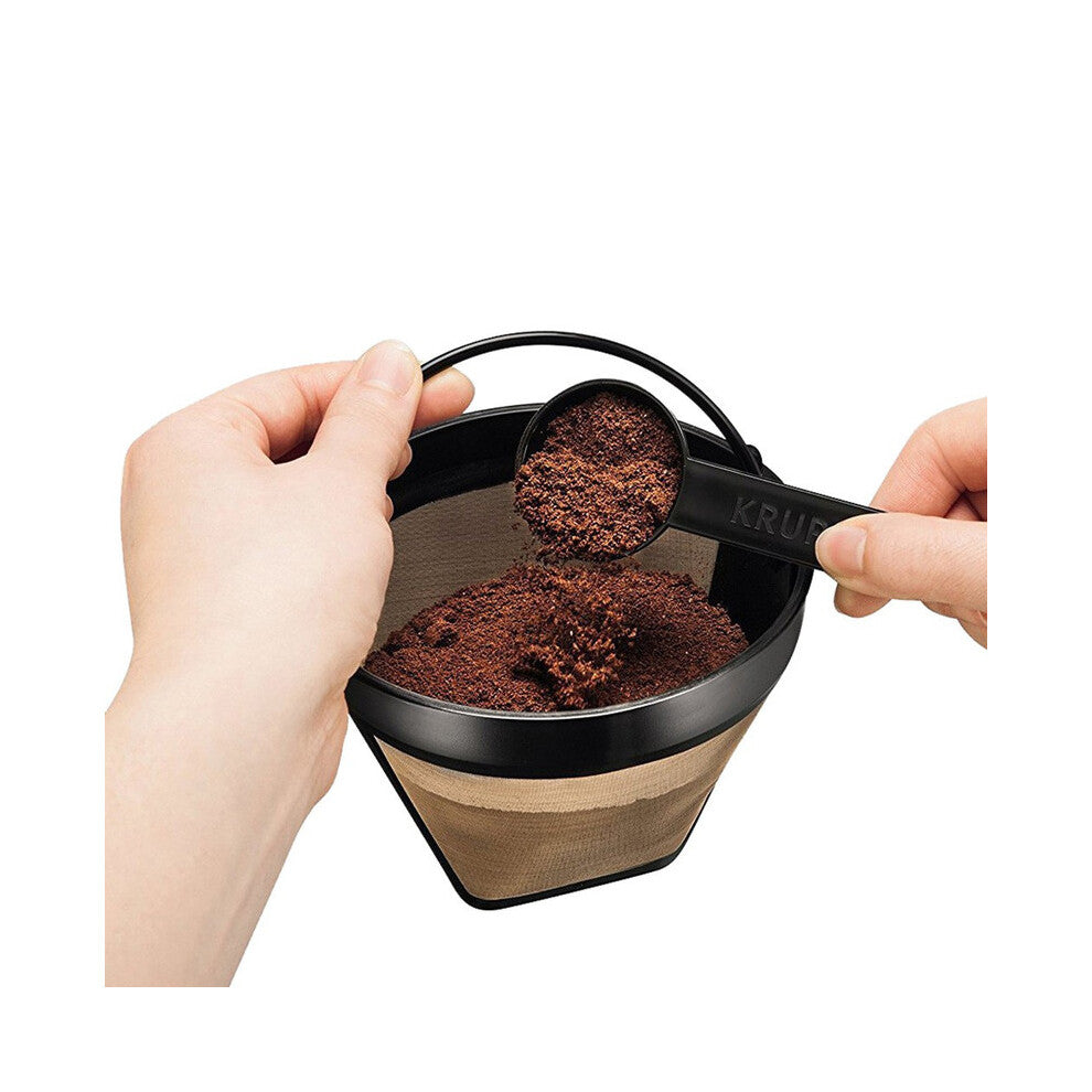 (1PCS) Useful Reusable 10-12 Cup Coffee Filter Permanent Cone-Style Coffee Maker Machine Filter Gold Mesh With Handle