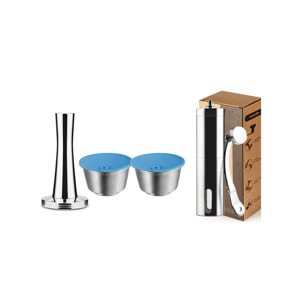 (2pcs-Ti-ymq) Refillable For Dolce Gusto Capsule Silicone Sleeve Stainless Steel Metal Dolci Gusto Coffee Maker Coffee Scoop