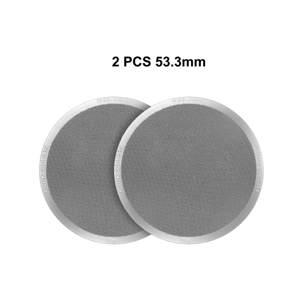 (2PCS 53.3MM) IKAPE Espresso Puck Screen V3, 0.8mm Thickness, Reusable Metal Thin & light Coffee Filters, Food-grade 316 Stainless