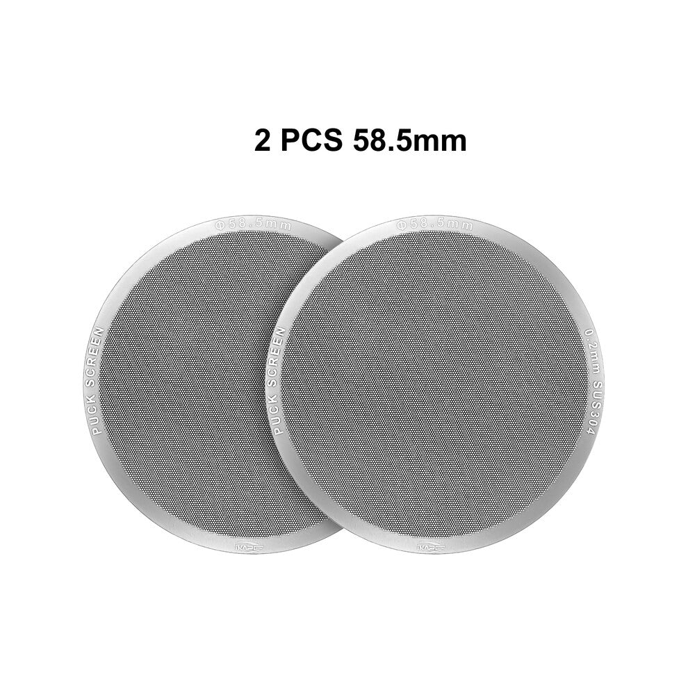 (2PCS 58.5MM) IKAPE Espresso Puck Screen V3, 0.8mm Thickness, Reusable Metal Thin & light Coffee Filters, Food-grade 316 Stainless