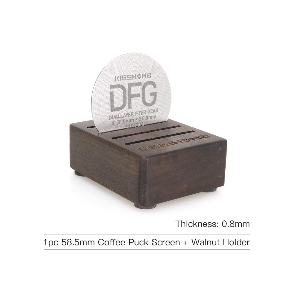 (Set of 58.5mm Walnut) Espresso Puck Screen Coffee Filter Reusable Holder 0.8mm ForPortafilter Barista Accessories