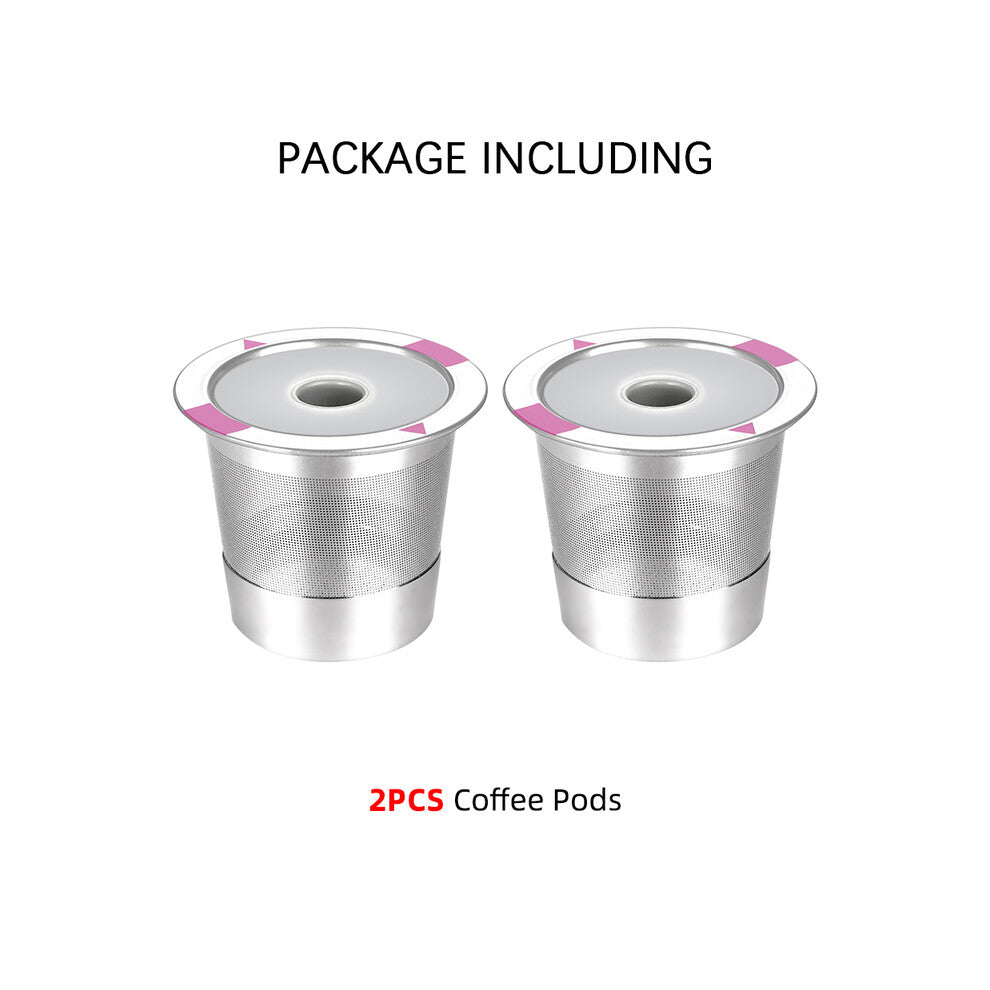 (2Pods) Reusable Filter Cups Coffee Pods Compatible With Keurig Coffee Makers Universal Stainless Steel Coffee Capsules