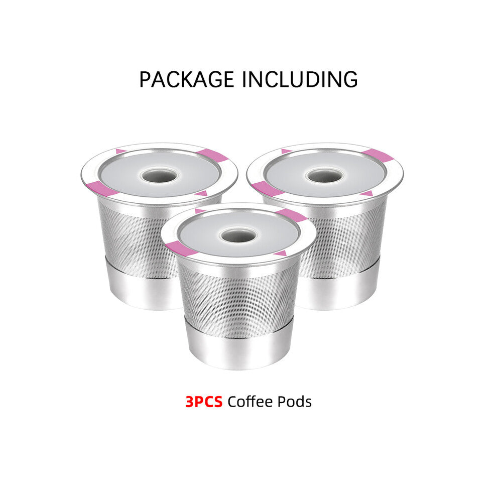 (3Pods) Reusable Filter Cups Coffee Pods Compatible With Keurig Coffee Makers Universal Stainless Steel Coffee Capsules