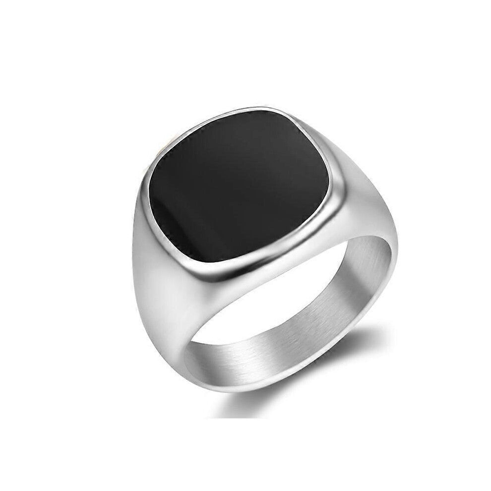 (As show, One size) Sleek Glossy Epoxy Coated Stainless Steel Ring for Bold Style