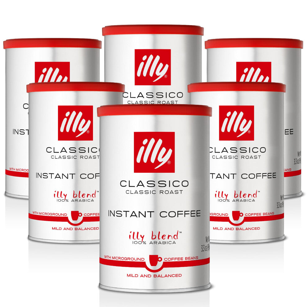 illy Coffee, Classico Instant Coffee, Medium Roast, 100% Arabica Coffee, Bulk Pack of 6 x 95g