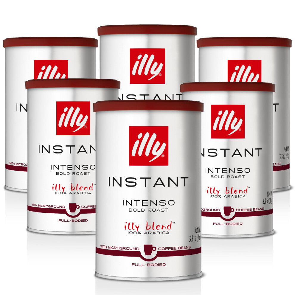 illy Intenso Dark Roast Instant Coffee, 100% Arabica, Bulk Pack of 6 x 95g