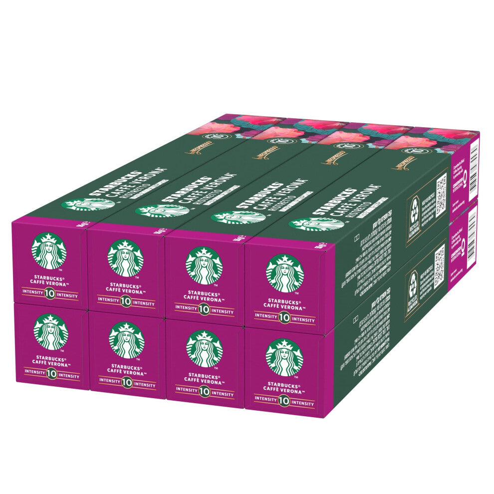 STARBUCKS Caff? Verona by Nespresso, Dark Roast, Coffee Capsules 8 x 10 (80 Capsules)